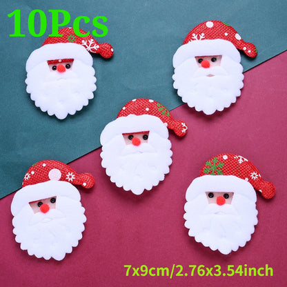 10PCS Christmas Santa Claus & Reindeer Embroidered Patch Set