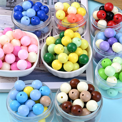 50/100pcs Solid Color Acrylic Round Beads