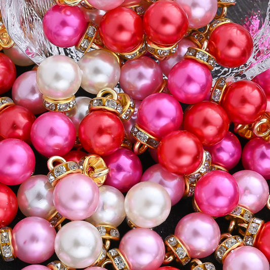 Valentine Imitation Pearl Rhinestone Charms