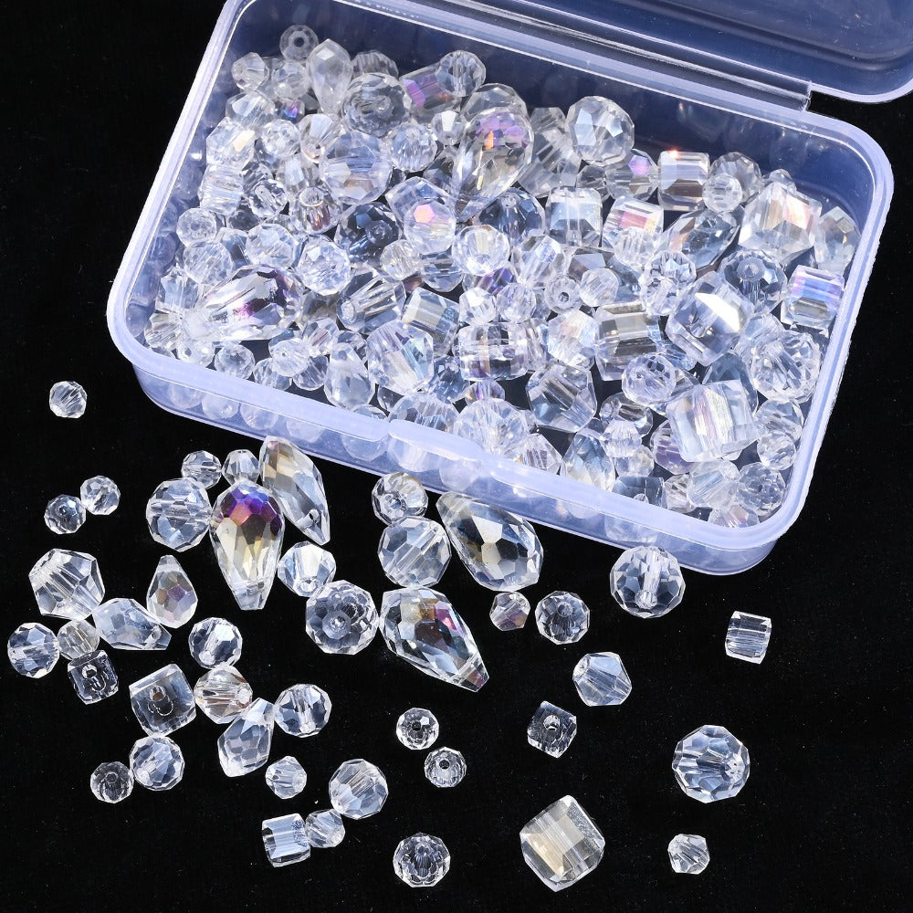 200pcs Clear AB Faceted Glass Beads