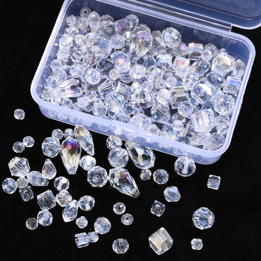 200pcs Clear AB Faceted Glass Beads