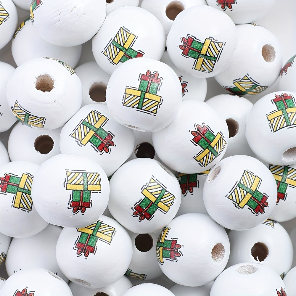 Christmas Wooden Pattern Beads