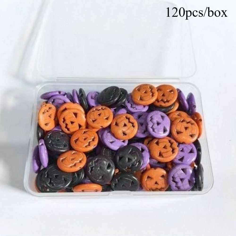 120pcs/box Turquoise Skull Pumpkin Beads Halloween Style Loose Spacer Beads for Jewelry Making DIY Handcrafts Accessories Festival Psrty House Decor Supplies Ideal Handmade Gifts