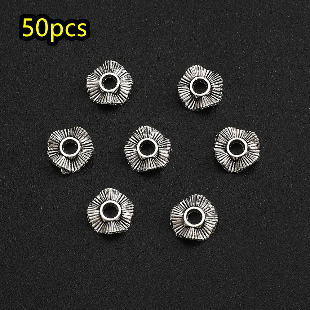 50pcs/set 8/10mm Wavy Golden & Silvery Spacer Beads