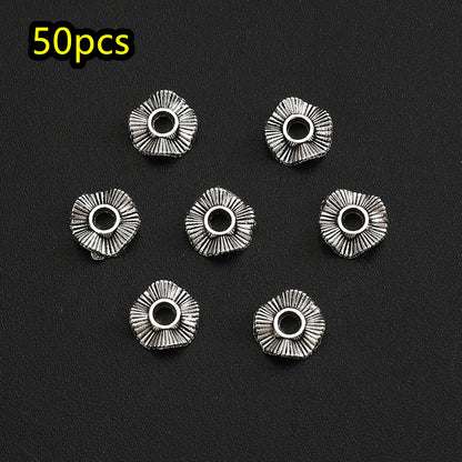50pcs/set 8/10mm Wavy Golden & Silvery Spacer Beads