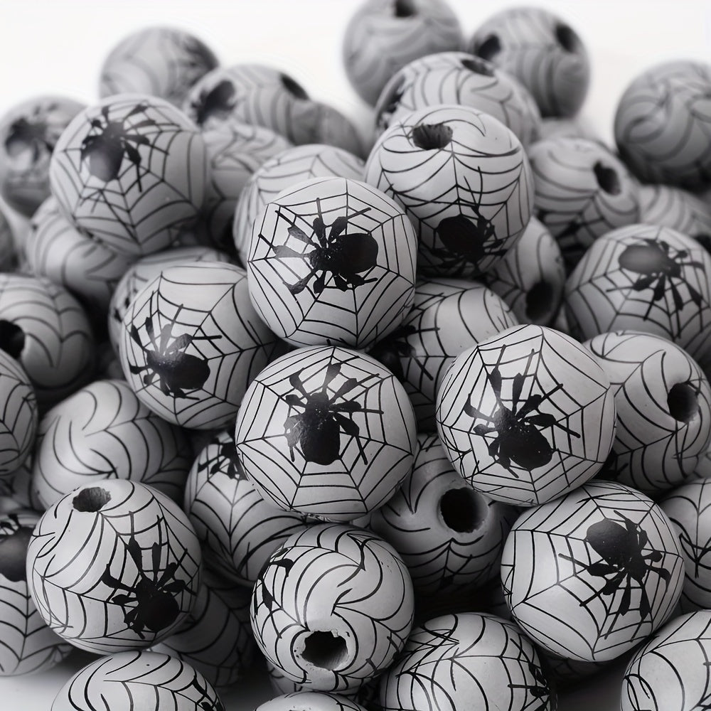 Halloween Spider Web Wooden Spacer Beads