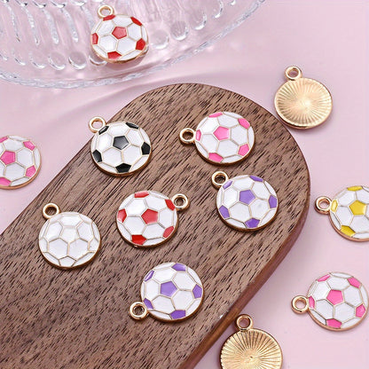 10PCS 13×17mm Colorful Football Acrylic Pendant Set