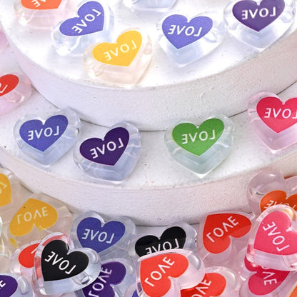 Clear Double Heart Acrylic Beads