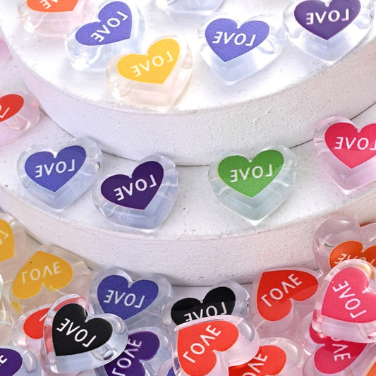 Clear Double Heart Acrylic Beads