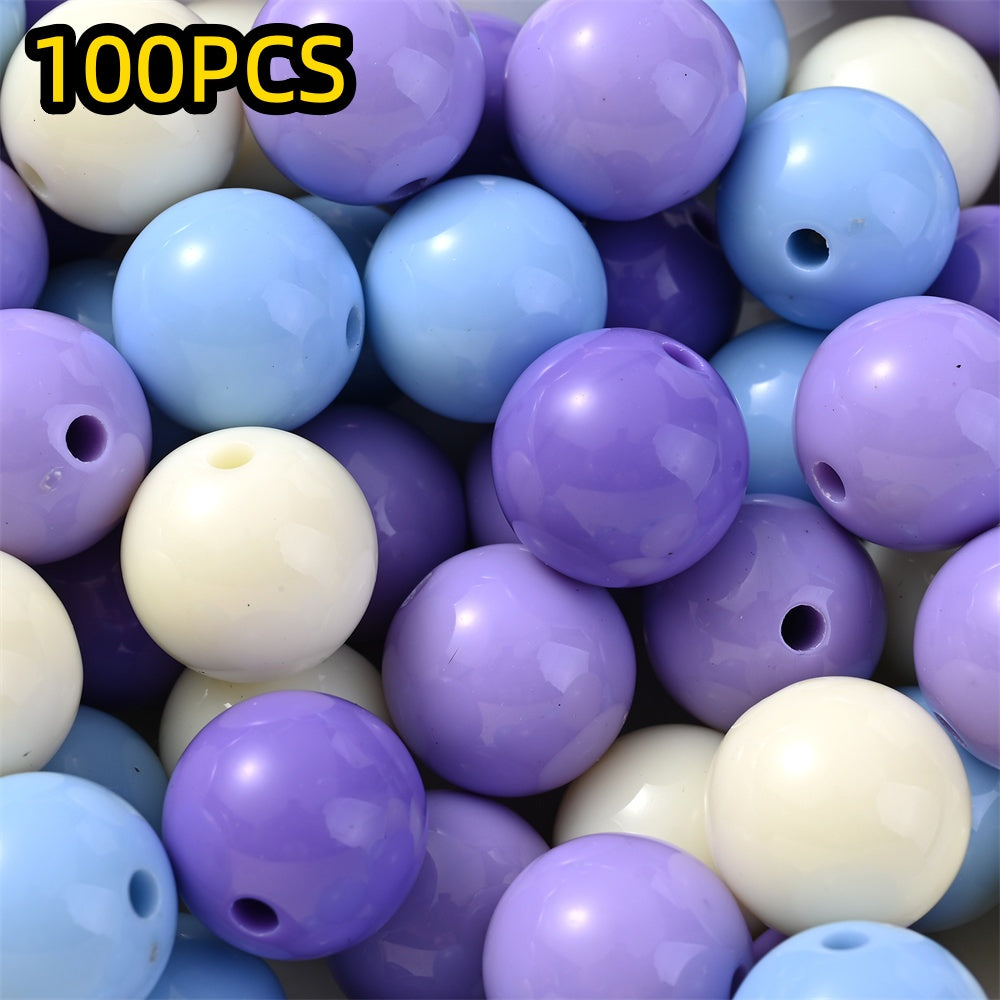 50/100pcs Solid Color Acrylic Round Beads