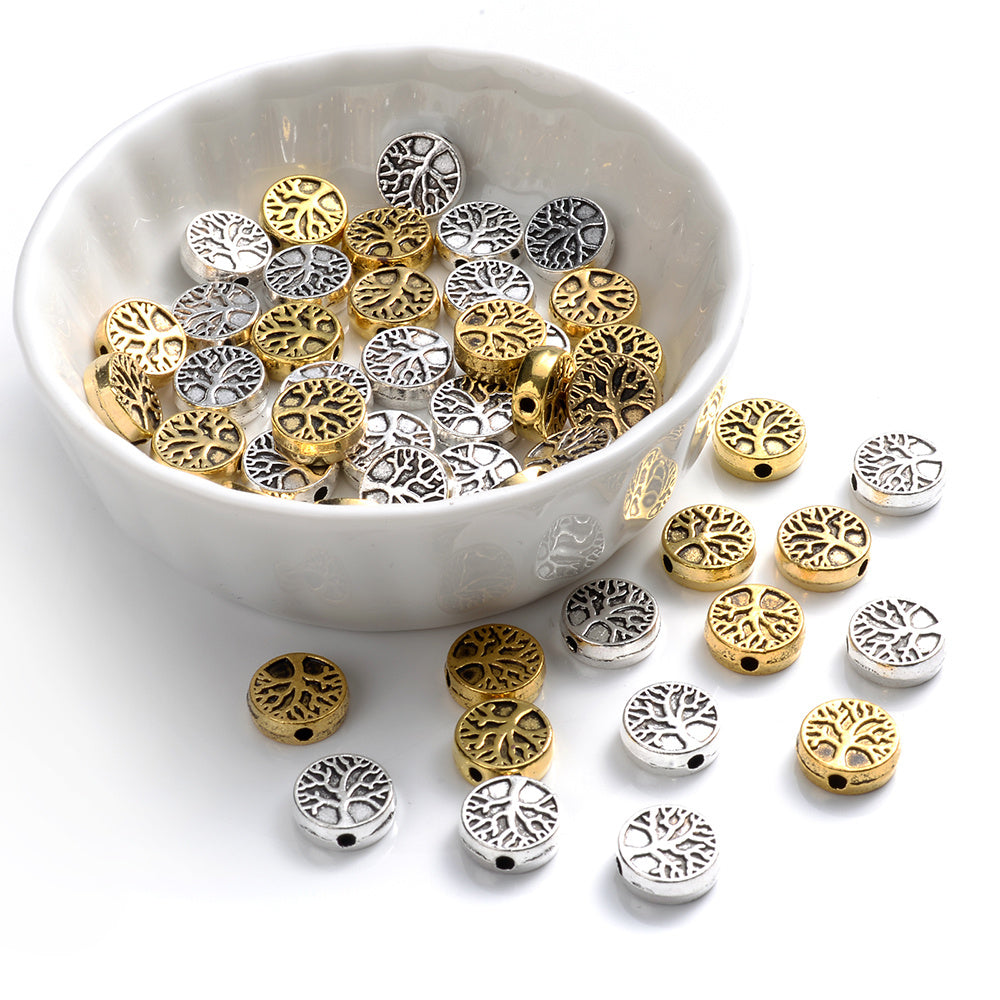 30pcs 9mm Tree of Life Charm Small Hole Beads