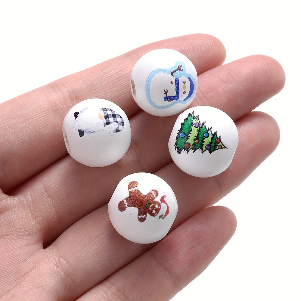 Christmas Wooden Santa & Tree Beads