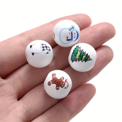 Christmas Wooden Santa & Tree Beads