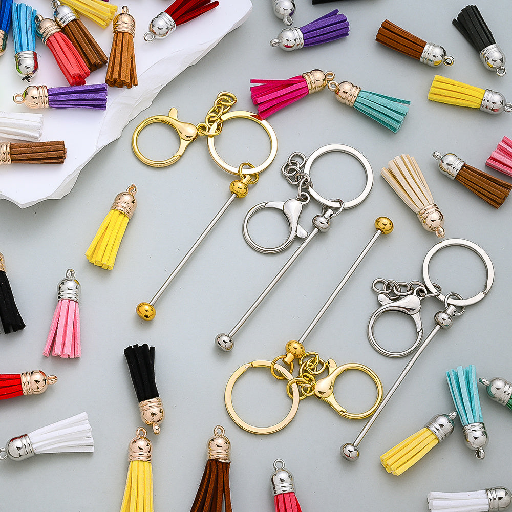 Beadable Keychain Set with Tassel Charms