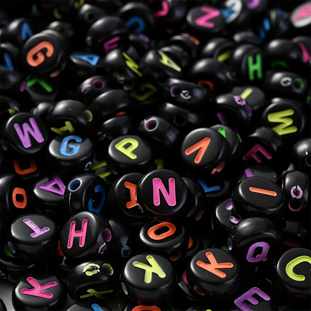 100PCS 4×7mm Heart-Shaped A-Z Letter Acrylic Bead Set