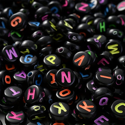 100PCS 4×7mm Heart-Shaped A-Z Letter Acrylic Bead Set