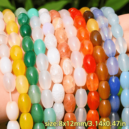 32pcs/strand 8x12mm Natural Agate Rice Shaped Beads