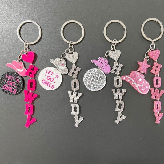 Western Cowgirl Acrylic Keychains