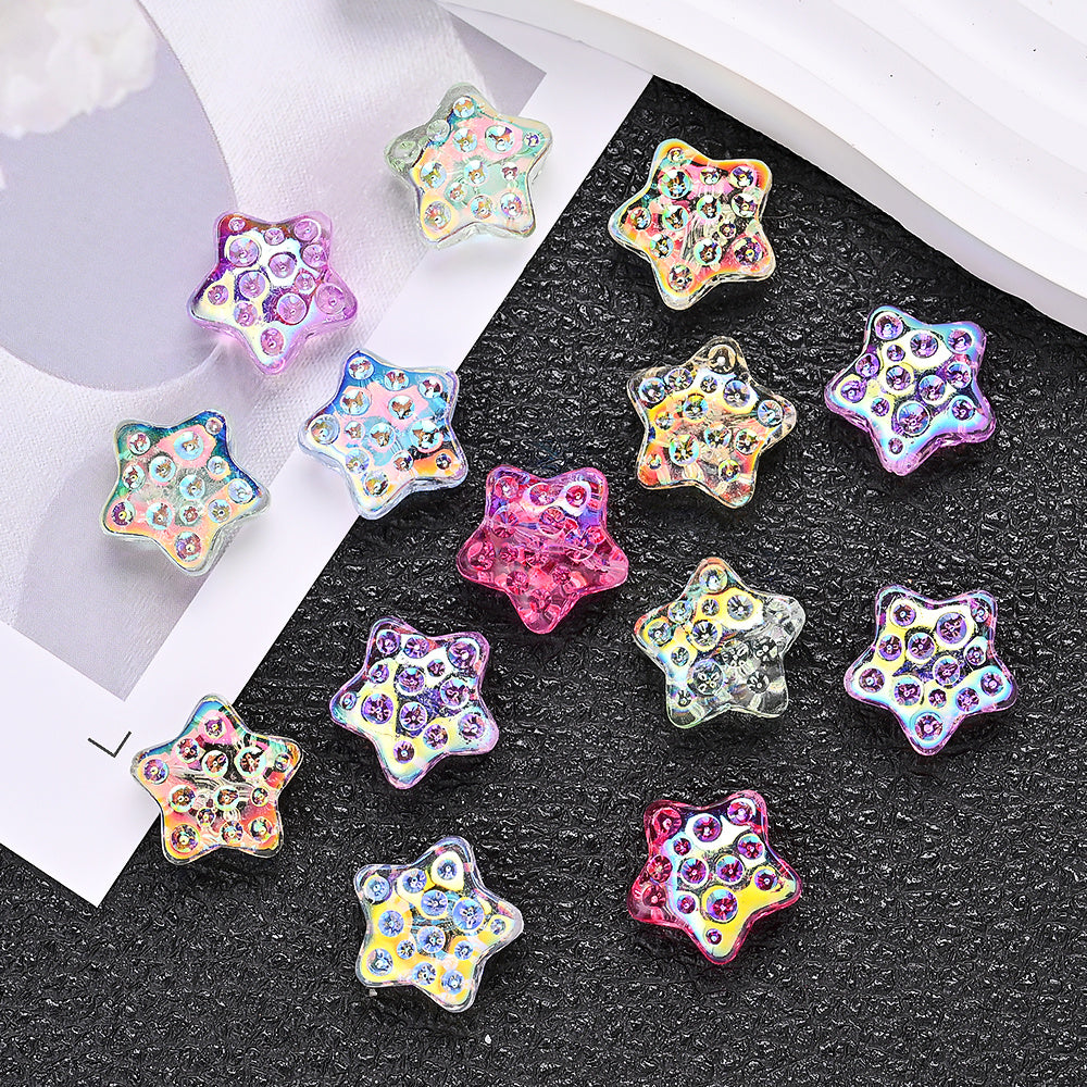 10pcs 18mm Vibrant Star Glass Beads