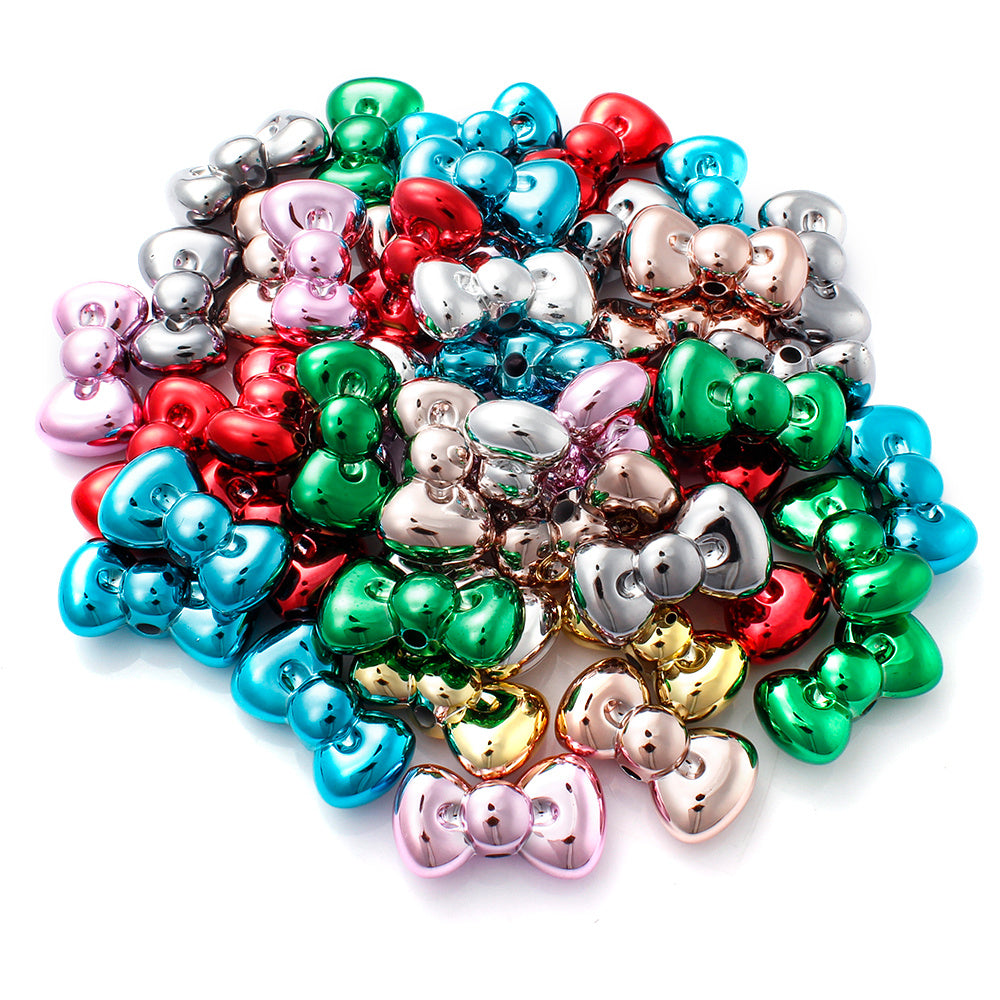 10pcs 15x26mm Christmas Bow Acrylic Beads