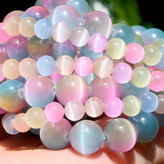 1 Strand 6/8/10mm Three Color Cat Eye Stone Beads