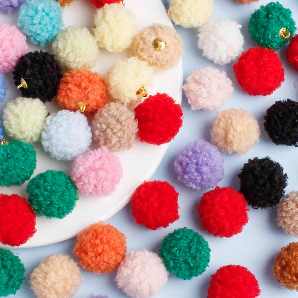 20PCS 20mm Fluffy Pom Pom Pendant Set