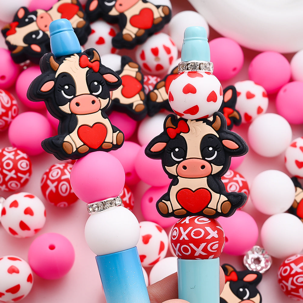 Pink Silicone Focal Beads Set