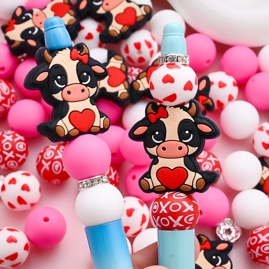 Pink Silicone Focal Beads Set