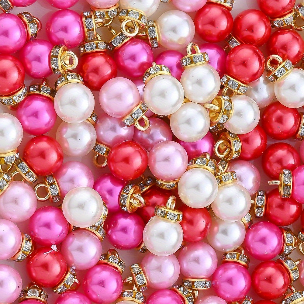 Pink Artificial Pearl Round Pendants