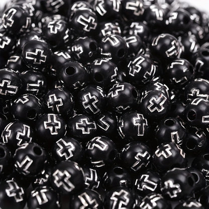 Round Cross Acrylic Beads