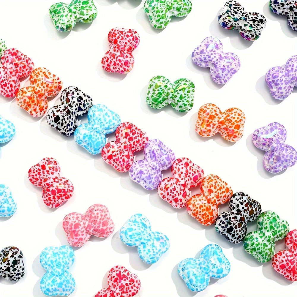 10PCS 18×25mm Leopard Bow Acrylic Bead Set