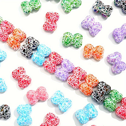 10PCS 18×25mm Leopard Bow Acrylic Bead Set