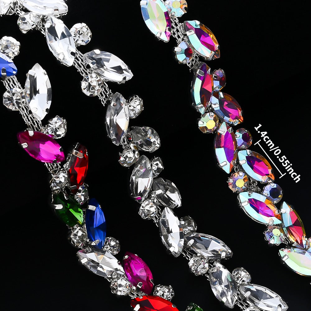 White AB Rhinestone Leaf Decals