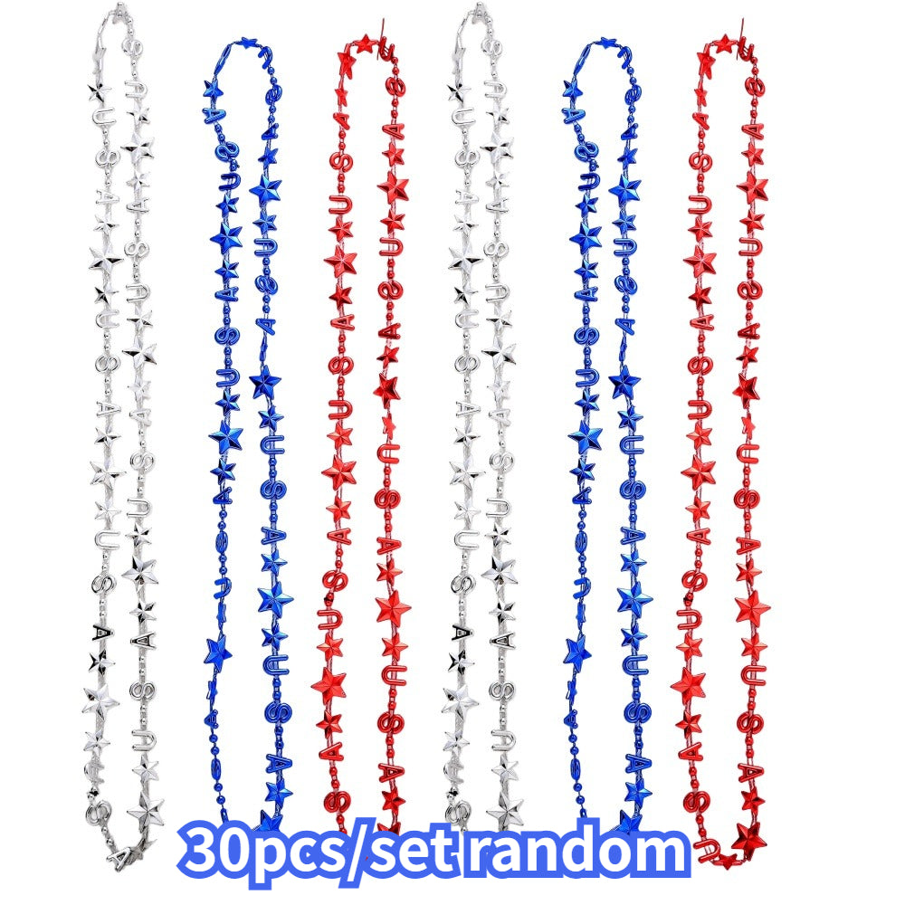 Patriotic USA Star Acrylic Bead Necklaces