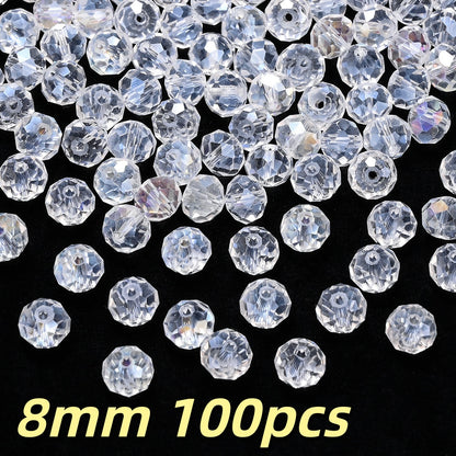 200/500pcs 4/6mm Transparent AB Faceted Glass Beads