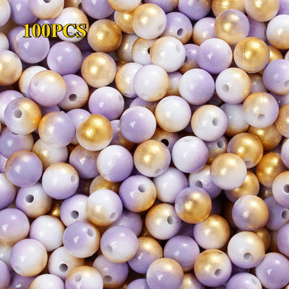 100/200pcs 6/8mm Gradient Acrylic Round Beads