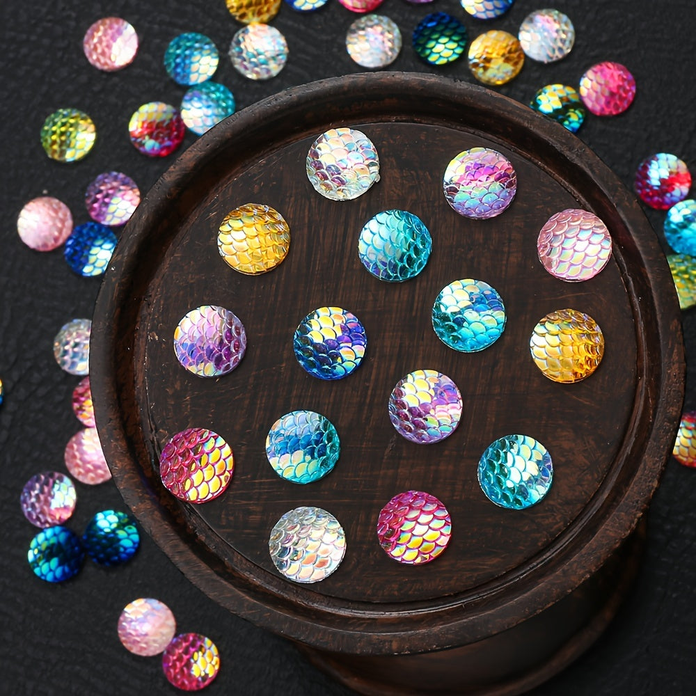 30pcs Colorful Serpentine Resin Flat Round Beads