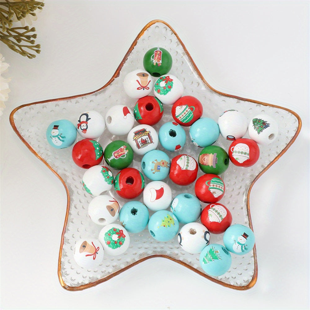 10pcs/set 16mm Christmas Wooden Beads