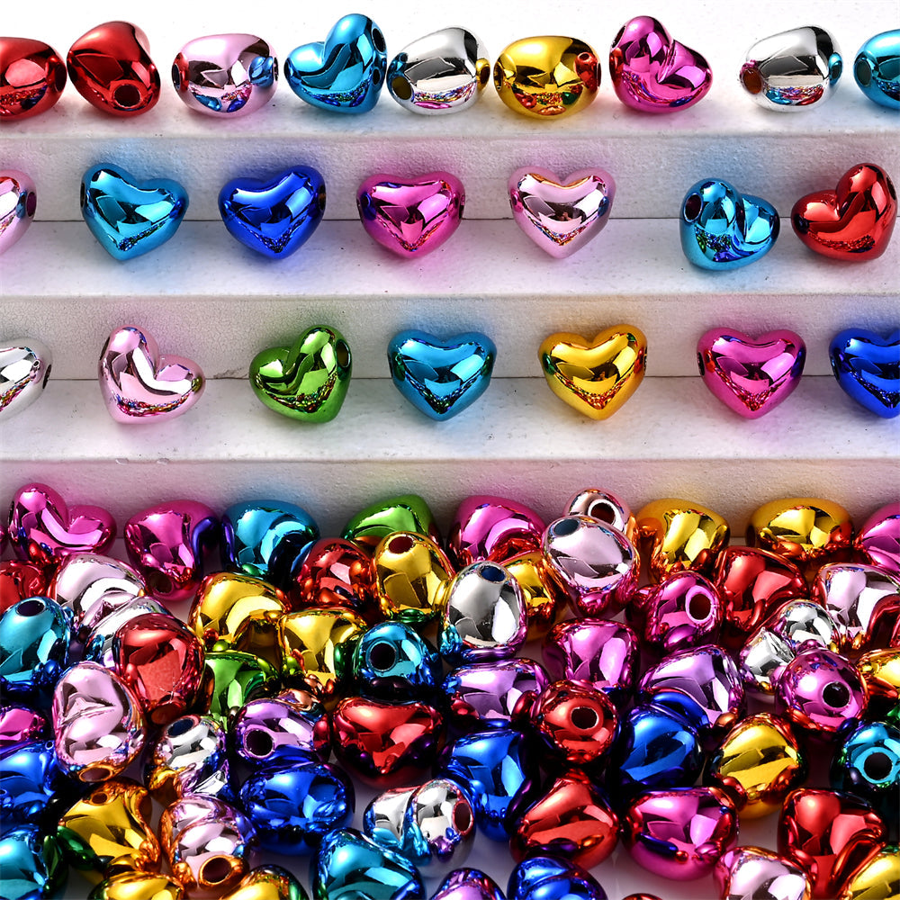 Colorful Heart Acrylic Spacer Beads