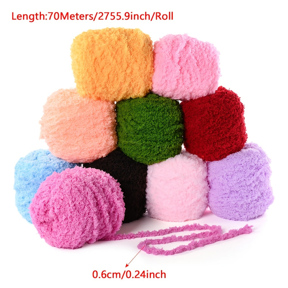1 Roll 70m 6mm Super Soft Fluffy Plush Yarn