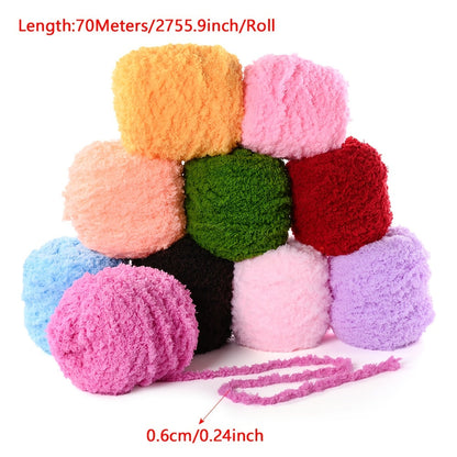 1 Roll 70m 6mm Super Soft Fluffy Plush Yarn