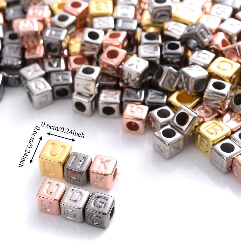 Retro Square CCB Letter Beads