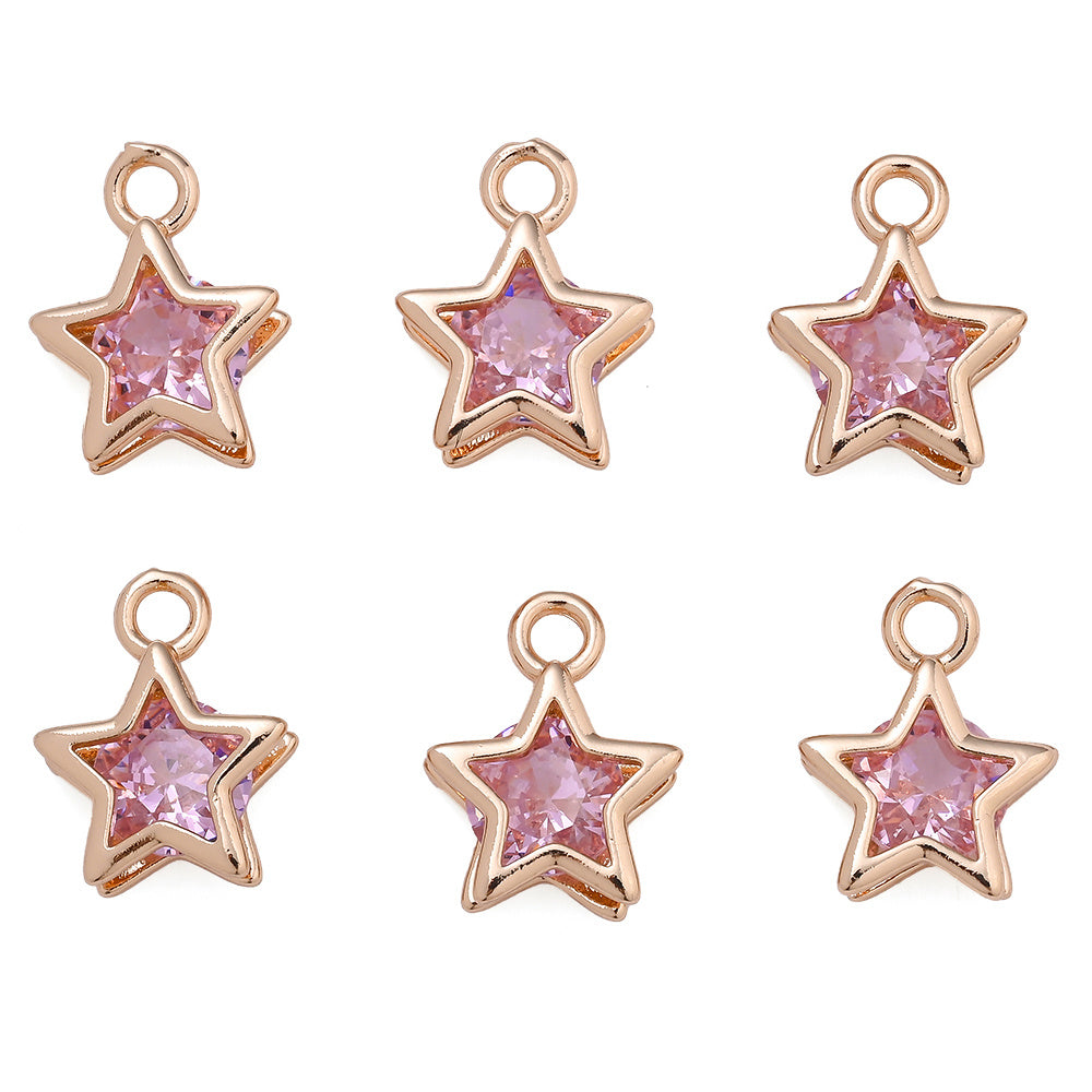 Rhinestone Star Copper Charms