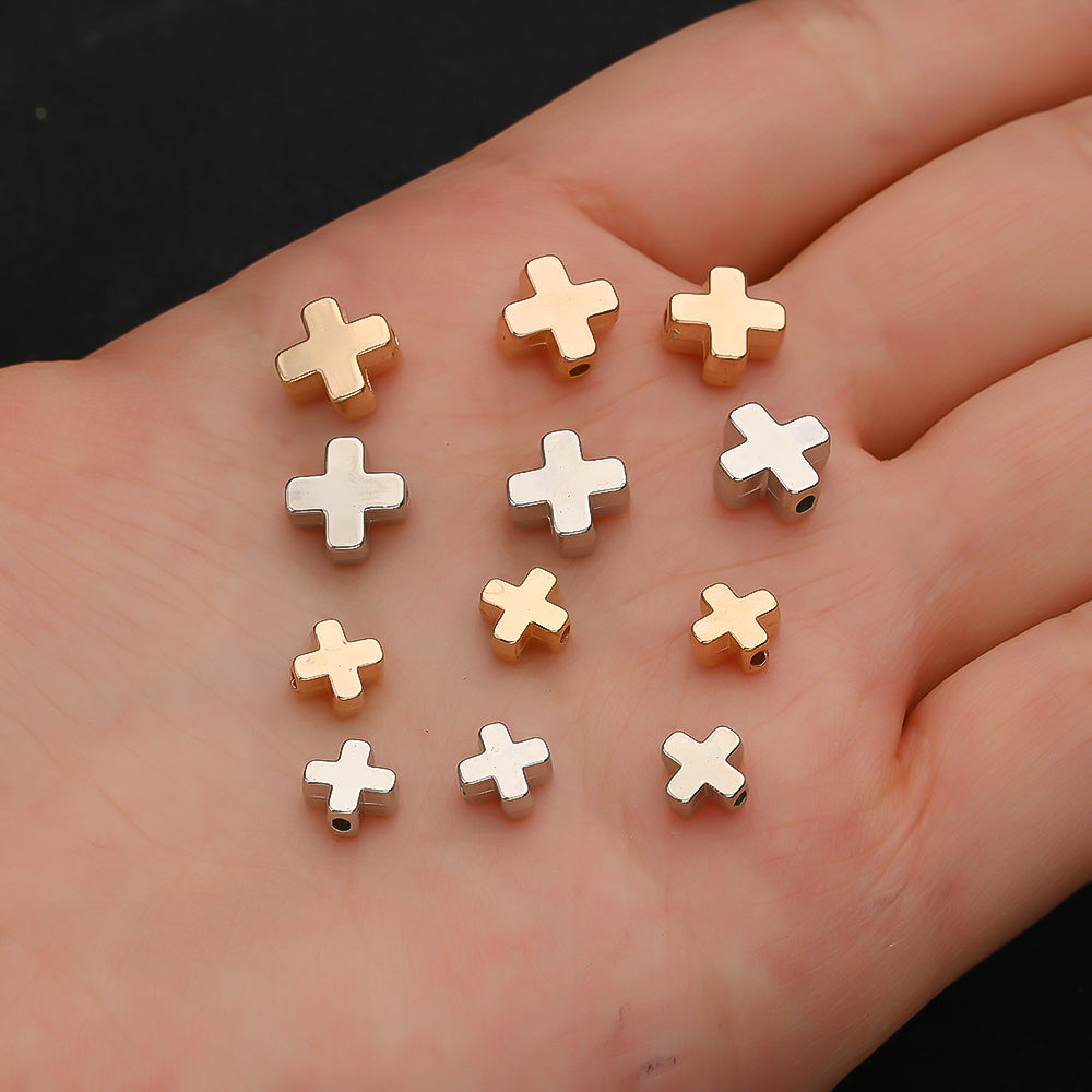 Gold & Silver CCB Cross Spacer Beads