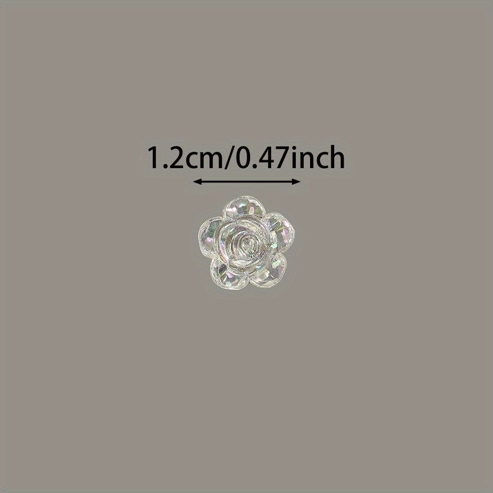 100pcs 12mm Gradient Color Rose Flower Acrylic Beads