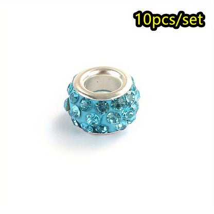 10pcs/lot Colorful European Style Rhinestone Spacer Beads