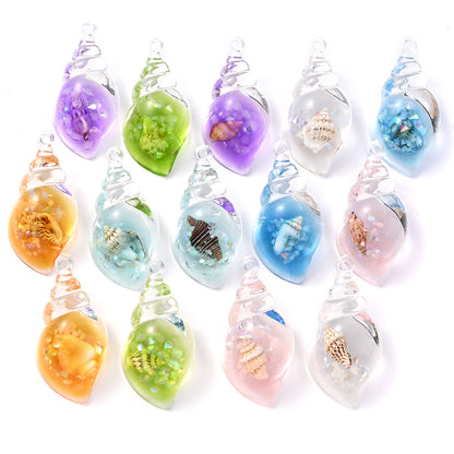 Luminous Transparent Conch Resin Pendants