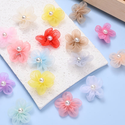 10PCS 23mm Fabric Five-Petal Flower Embellishment Set