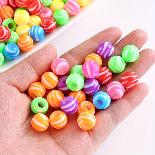 Two-Tone Striped Heart Acrylic Beads
