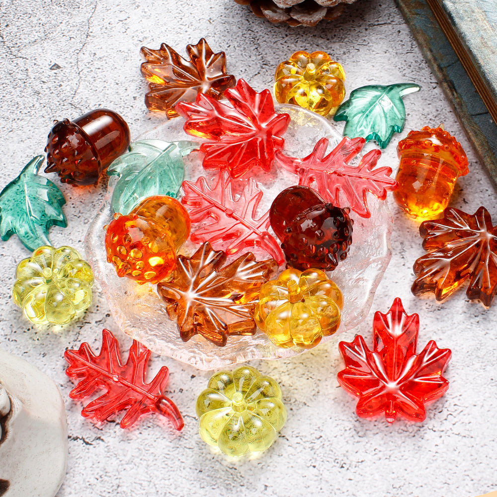 160g Resin Maple Leaf, Pumpkin & Hazelnut Decorative Set